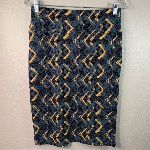 LULAROE Womens Yellow & Green Cassie Pencil Skirt Geometric Pattern - Size Small - Picture 7 of 9